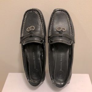 Etienne Aigner leather and patent loafers
